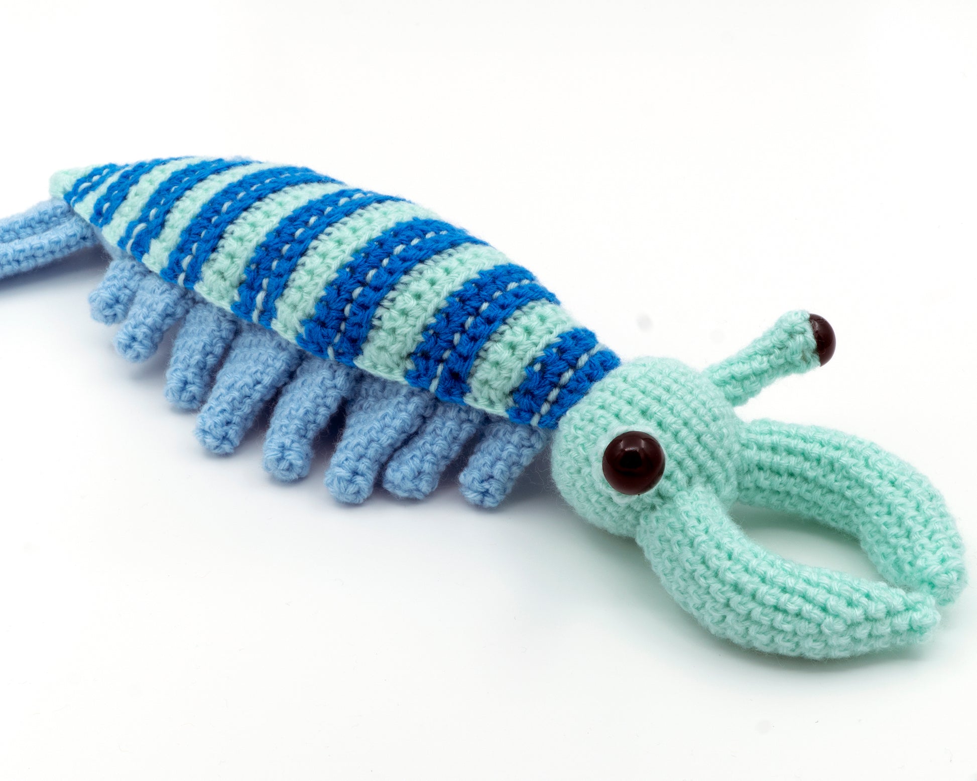 amigurumi crochet anomalocaris pattern three quarter view