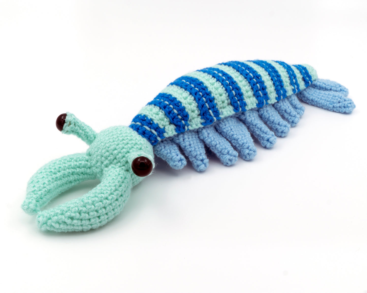 amigurumi crochet anomalocaris pattern flat side view