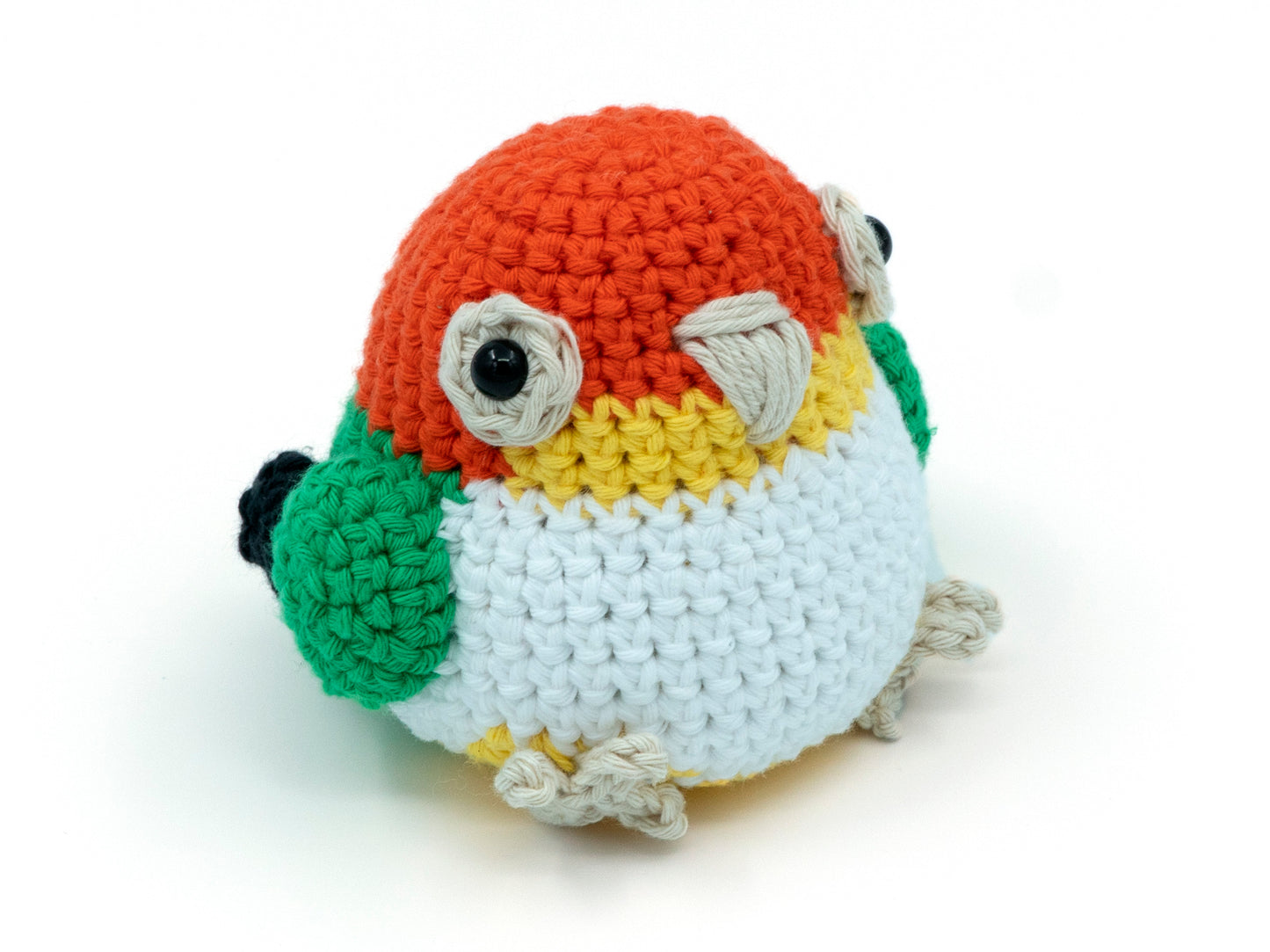 amigurumi crochet caique pattern yellow headed front view