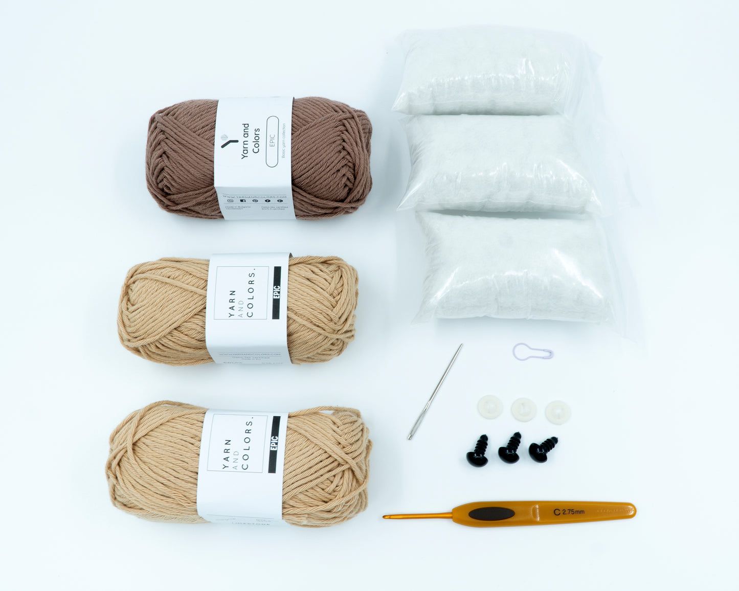 amigurumi crochet capybara kit close up contents