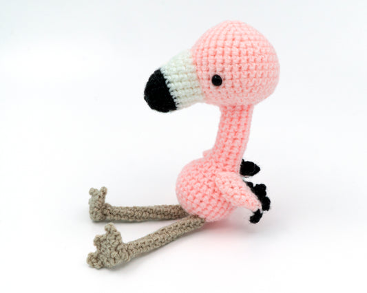 amigurumi crochet flamingo pattern sitting side view