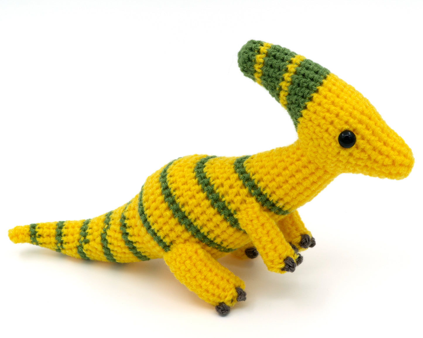 amigurumi crochet parasaurolophus pattern side view