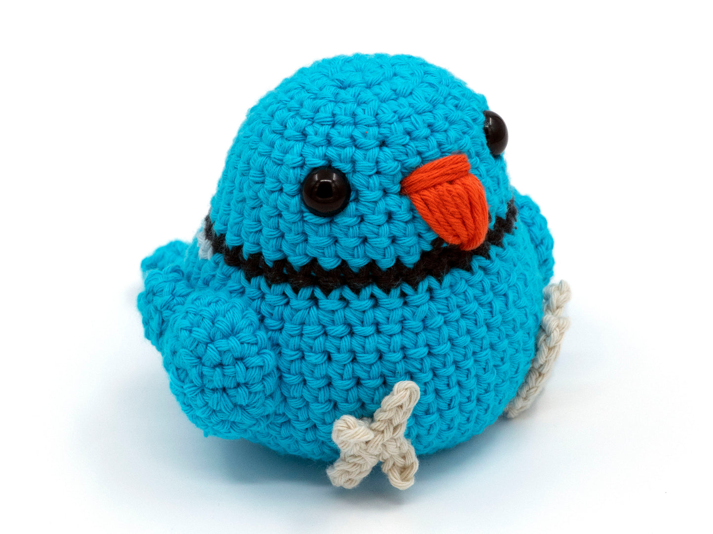 amigurumi crochet indian ringneck pattern blue front view