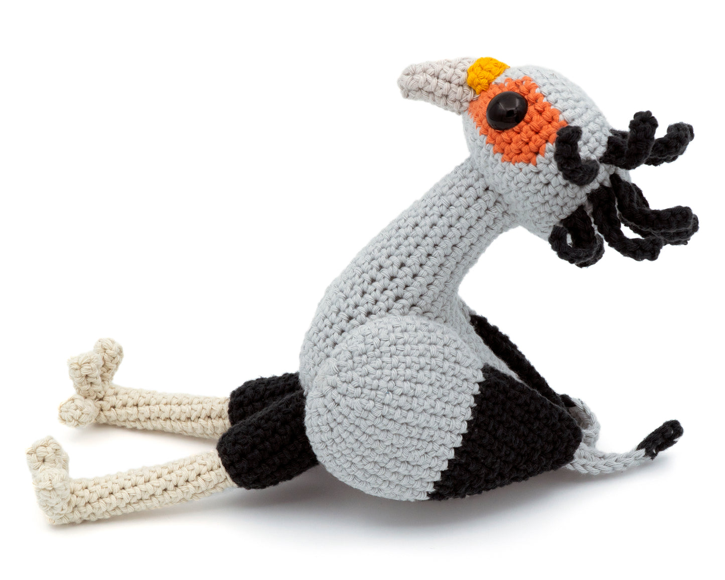 amigurumi crochet secretary bird pattern side view