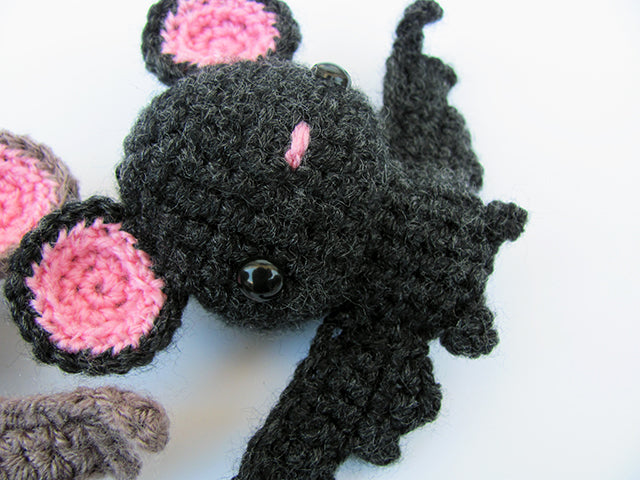amigurumi crochet bat pattern black bat close up