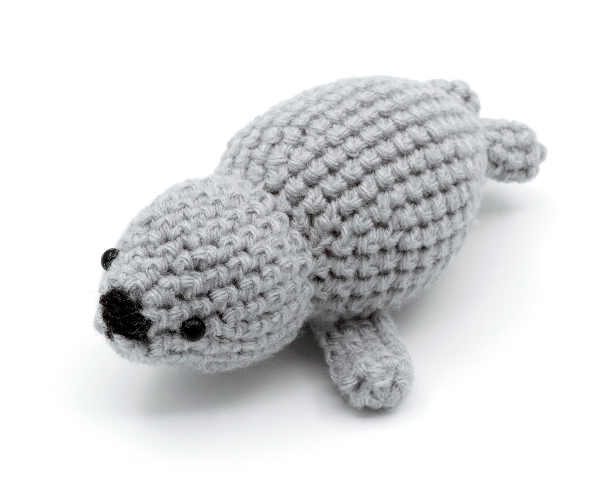 amigurumi crochet baby seal pattern three quarter view