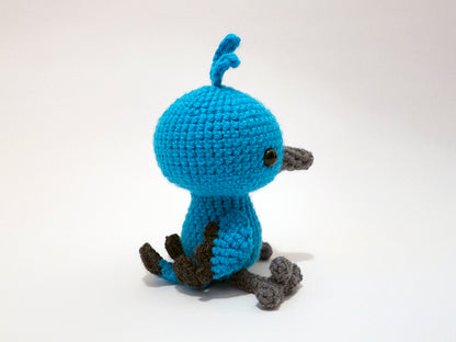 amigurumi crochet bluebird pattern side view