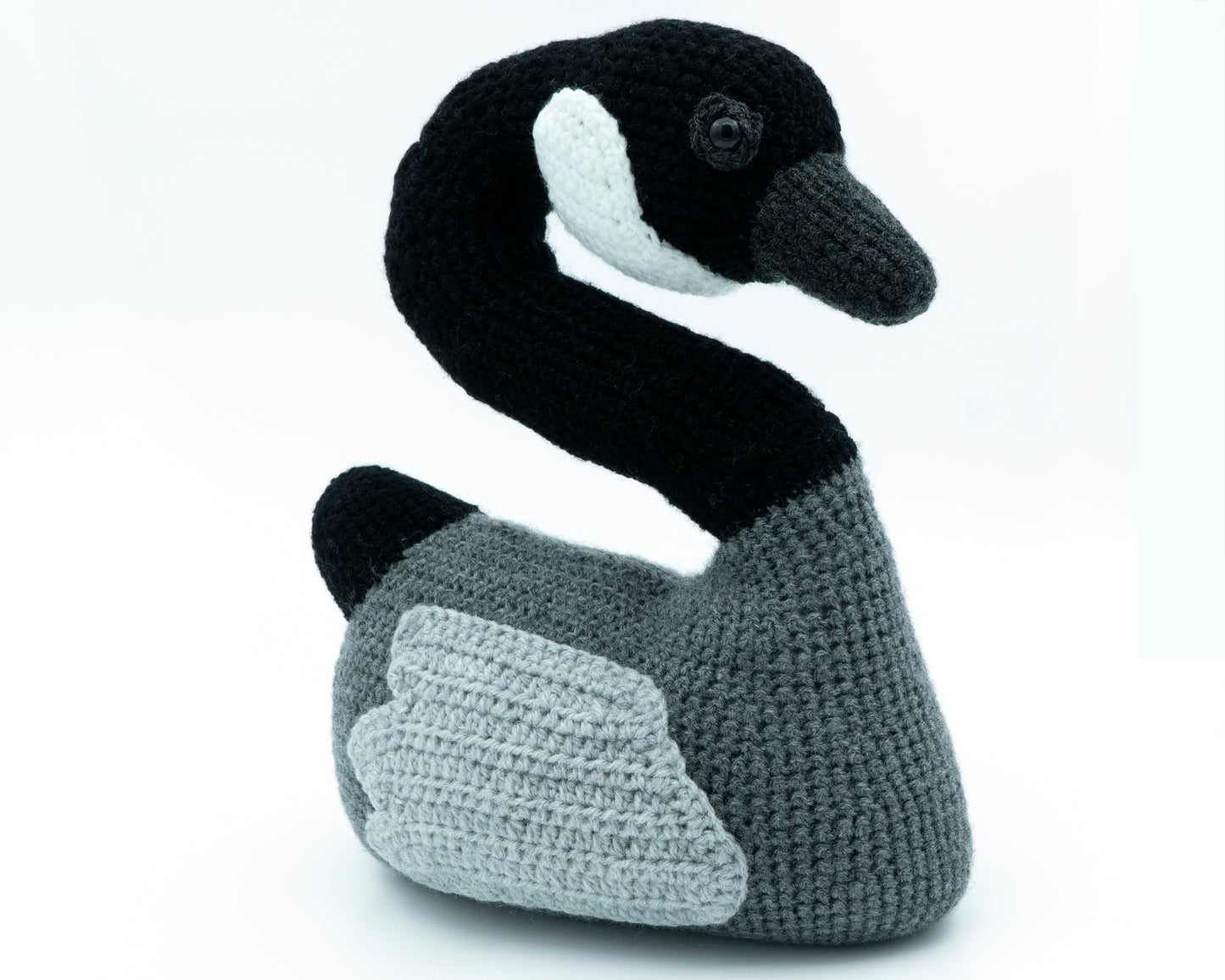 amigurumi crochet canada goose pattern three quarter view