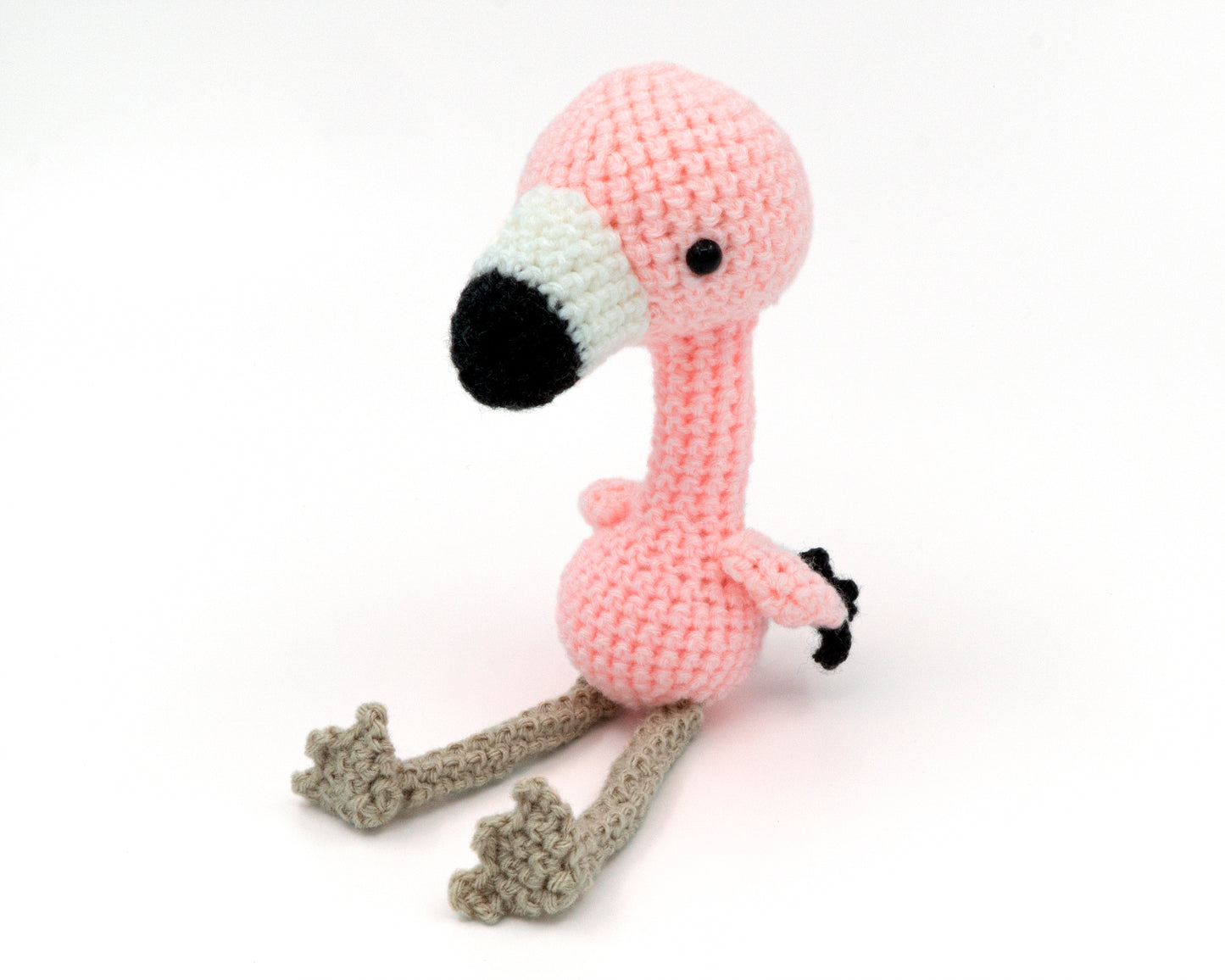 amigurumi crochet flamingo pattern three quarter view