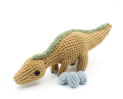 amigurumi crochet maiasaurus dinosaur pattern with dino eggs