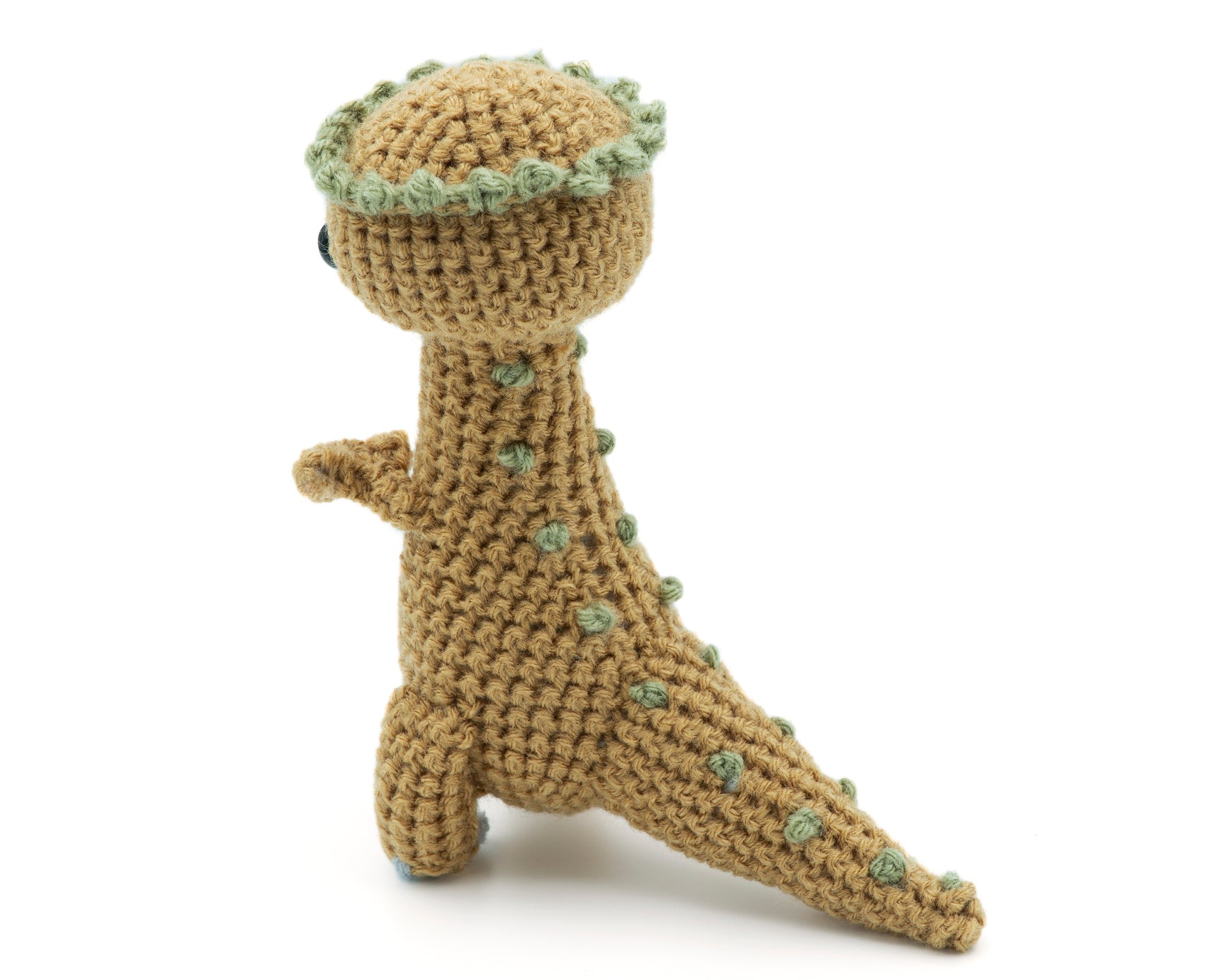 amigurumi crochet pachycephalosaurus pattern close up of the tail