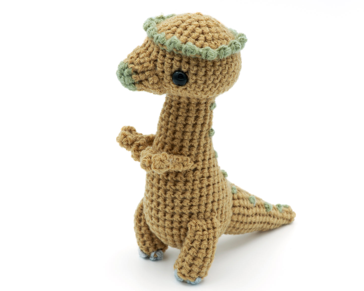 amigurumi crochet pachycephalosaurus pattern side view