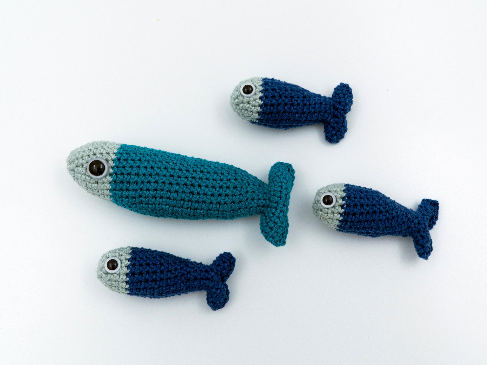 small crochet sardines and anchovies swimming together