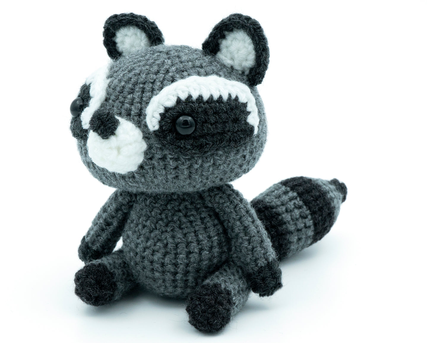 amigurumi crochet raccoon pattern front view 