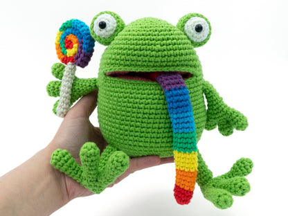 Crochet Pattern: Rainbow Lollipop Frog