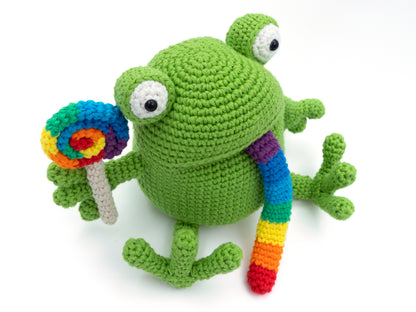 Crochet Pattern: Rainbow Lollipop Frog