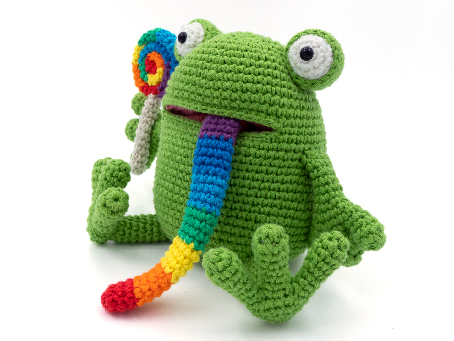 Crochet Pattern: Rainbow Lollipop Frog