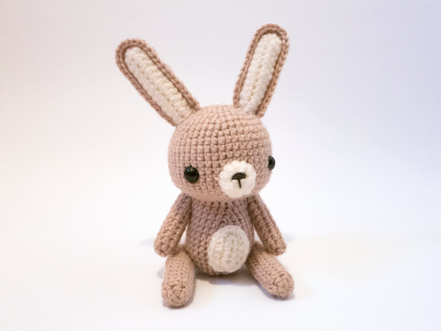 amigurumi crochet rabbit pattern front view with large ears