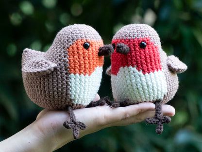 handmade crochet robin songbird amigurumi plush red and orange color options