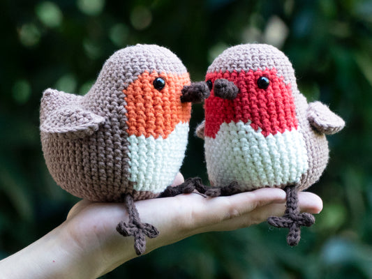 handmade crochet robin songbird amigurumi plush red and orange color options