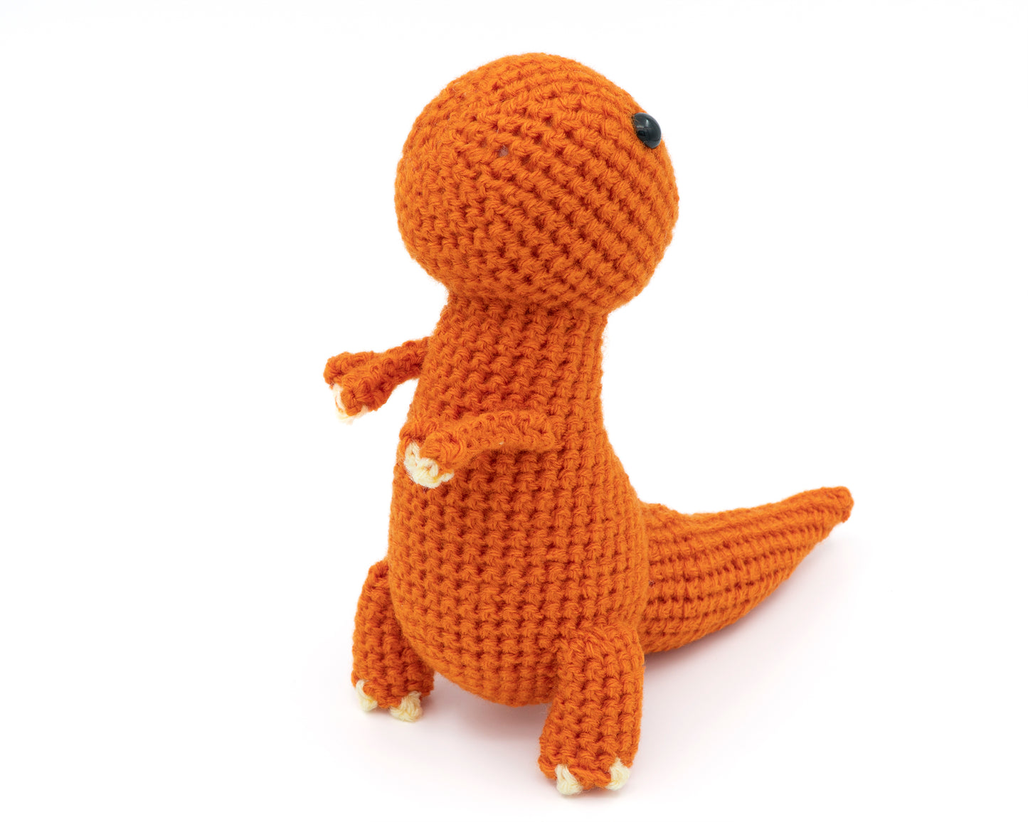 amigurumi crochet t-rex pattern three quarter view
